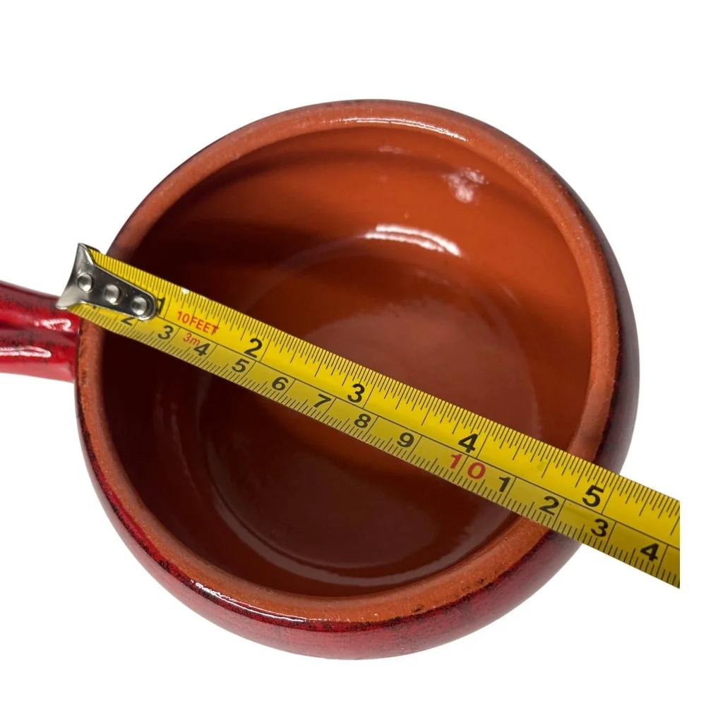 De Silva Ceramic Ramekin Set 2 Italy Red Terracotta Small Cocotte Handle